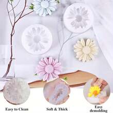 4 piezas Moldes de vela de margarita, adecuados para hacer velas, velas de resina floral 3D, moldes de jabón, moldes de silicona floral, fundición de resina epoxi DIY, cera, yeso, manualidades de arcilla polimérica - Molde de silicona - Ver 9