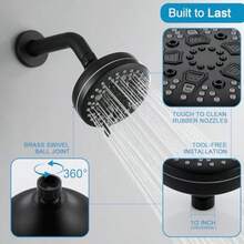 High Pressure Shower Head, 7-Spray Mode Adjustable Showerhead With 4-Inch Round Head, High Flow Handheld Shower For Low Water Pressure, Easy Install And Clean Round - Black - View 7