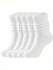 Kaos Kaki Panjang Putih Lembut Kasual Minimalis, Kaos Kaki Nyaman, Kaos Kaki Berbulu, Kaos Kaki Panjang dan Kaos Kaki Olahraga, Cocok untuk Semua Musim - Putih - View 7