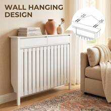 93 X 119cm Rustic-Look Radiator Cover - White - 1 - View 6