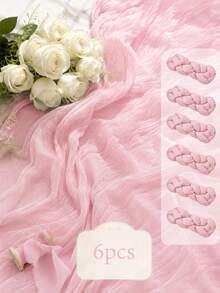 Pink Layered Gauze Table Runner, Soft Semi-Transparent Cheesecloth With Vertical Pleats, Lightweight Semi-Transparent Tablecloth, Romantic Draping Decorative Centerpiece Cloth, Suitable For Dining Table And Home Decor - Pink - View 13