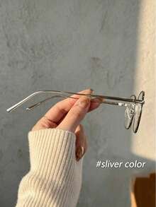 Silver Women's Fashion Square Frame Glasses - Silver - View 3