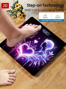 1pc LED Display Electronic Scale, Forever Love Bathroom Scale, Decorative Weighing Platform, Suitable For Long-Term Use, Meets Home Weighing Needs, Max Capacity 400lbs/180kg, Temperature Detection, Uses AAA Batteries (Not Included) - Multicolor - View 2