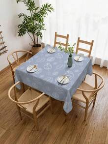 1pc, Haze Blue Minimalist Line Leaf Tablecloth, Rectangular Tablecloth, Suitable For Picnic Or Party Decoration Tablecloth, Restaurant Decoration, Kitchen Decoration Tablecloth, Birthday Party And Home Decor - Dusty Blue - View 6