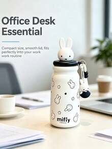 1個 MIFFY 500ML大容量保溫咖啡杯，可愛女孩水壺，316不鏽鋼便攜戶外杯附吸管，適合學生 - 白色 - 查看 5