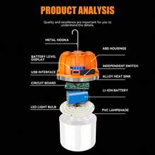 1pc Ultra Bright Rechargeable LED Emergency Light Pumpkin Shaped Camping Lantern Long Battery Life Tent Light Suitable For Home Outdoor Night Market - A - View 3