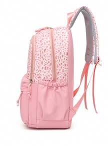 Nuevo Set de Mochila de 3 Piezas con Estampado de Leopardo en Bloques de Color, Mochila Escolar de Gran Capacidad y Ligera para Estudiantes con Estuche para Lápices y Bolsa de Almuerzo, Mochila Casual para Viajes al Aire Libre, Desplazamientos y Estudio para Estudiantes de Secundaria - Multicolor - Ver 4