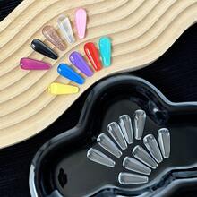 20pcs Japanese Style Glass Beads Nail Art Display Tips, High Transparency 3D Glass Color , Trapezoid Oval Almond Square Round Circle Nail Polish Gel Color Display Board - Multicolor - View 13