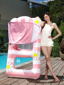 2pcs Set Daisy Flower Adult Swimming Pool Drifting Head Pillow Inflatable Raft | Lake River Backyard Beach Garden Camping Vacation Party Swimming Pool Drifting - Multicolor - View 5