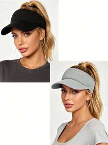 1/2/3pcs Women's Vintage Sun Protection Hat UV Protection Ponytail Cap Fashion Pointed Mesh Baseball Cap, Suitable For Y2K, Beach, Swimming, Tennis And Golf, Vacation - Multicolor - View 19