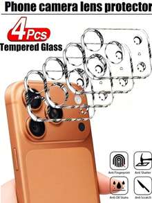 Yezodawee 4pcs 3D Transparent Camera Lens Protector, 9H Tempered Glass Anti-Scratch Lens Film, Compatible With Phone18 Pro Max/18 Pro/17 Pro Max/17 Pro/16 Pro Max/16 Pro/15 Pro Max/15 Plus/14 Pro Max/14 Pro/13 - Clear - View 1