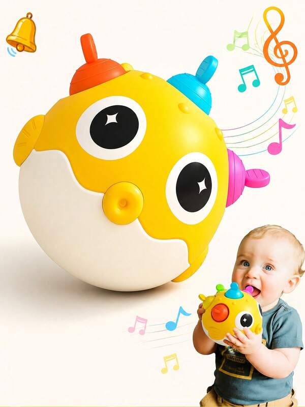 Baby Rocking Toy, Baby Rolling Music Tumbling Rocking Toy With Silicone Bubbles, Suitable For 6 Months Old Baby, 6-12 Months Old Baby Sensory Toy, Newborn Boy Girl Gift