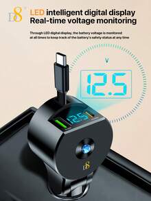 D8 3-In-1 Retractable Car Charger | 30W PD + 18W QC3.0 Fast Charging, USB-C Multi-Port Car Charger | Foldable & Retractable Cable, Portable Mini Travel Charging Essential | Compatible With IPhone 17/16/15, Ma*Book & S24/S23+ Fast Charging - Multicolor - View 9