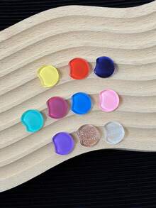 20pcs Japanese Style Glass Beads Nail Art Display Tips, High Transparency 3D Glass Color , Trapezoid Oval Almond Square Round Circle Nail Polish Gel Color Display Board - Multicolor - View 6