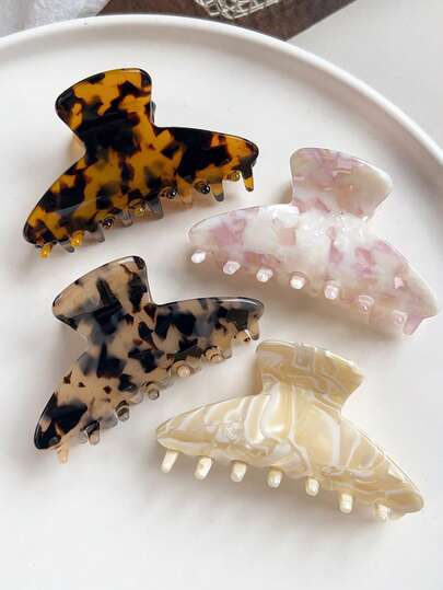 1/4pcs Casual Acetate Hair Claw Clip, Sweet Fresh Style, Medium Size, Tortoiseshell Color, Vintage Minimalist Hair Clip For Beach, Street, Travel, Party, Vacation, All Seasons, Ponytail And Updo