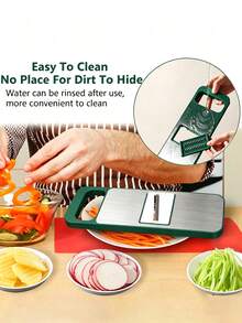 Stainless Steel Multi-Function Vegetable Cutter And Grater Kit, Replaceable Blades, Manual Kitchen Tool Set For Potatoes, Carrots And Cucumbers, Stainless Steel Cutting And Grating Tools - Multicolor - View 9