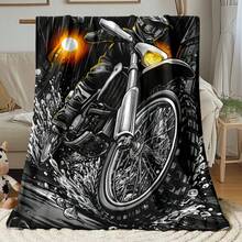 Motorcycle Rider Art Plush Blanket Retro 70s Groovy Printed Throw Blanket – Durable Anti-Pill Fabric - Multicolor - View 4