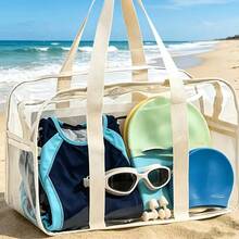 Transparent PVC Beach Bag, Large Capacity Zippered Tote Bag, Waterproof Travel Storage Bag - Multicolor - View 5