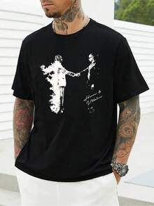 T-Shirt For Men With Graphic Print, Quality Fabric, Comfortable Clothing, Traspirante, Street Hip-Hop Style, Graphic Design - Black - View 6