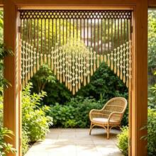 38 Strands Wooden Beaded Curtain, 90*50cm ,Wave Shape Partition Bead Door Curtain For Entrance Bedroom Home Decor - 90 X 50 cm - View 1