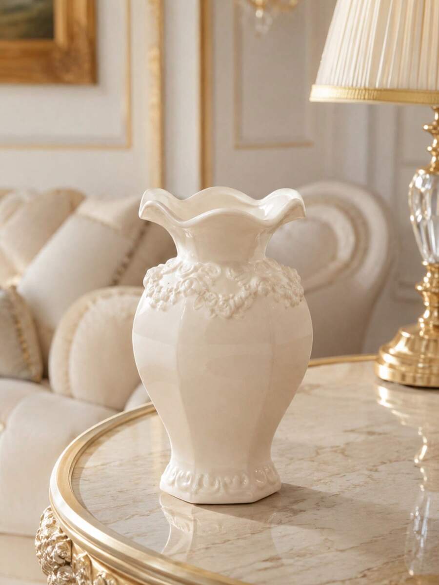 5N6bZC Cream White Carved Vase - Milky White - View 1