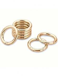Anillo de resorte de gatillo plano, anillo de metal para llaves, anillo de hebilla redonda, adecuado para llaveros, bolsos, carteras - Reemplazo de gancho de llavero, anillo para llaves, manualidades DIY - Multicolor - Ver 8