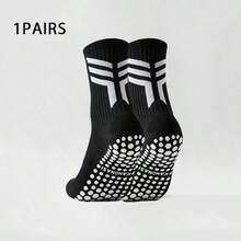 1/3/6 Pairs Men's Mid-Calf Silicone Non-Slip Breathable Comfortable Sports Socks Suitable For Basketball, Football, Running - Black and White - View 5