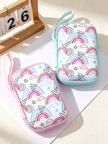 Tas Penyimpanan Motif Pelangi untuk Power Bank, Earphone, Kabel Pengisi Daya, Kabel Data dan Aksesori Charger, Kotak Penyimpanan Earphone Anti-Jatuh dengan Ritsleting, Desain Kreatif Kartun - MultiWarna - View 4