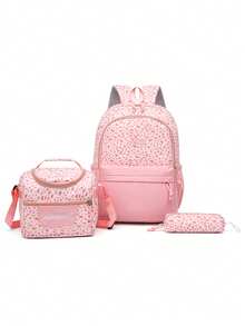 Nuevo Set de Mochila de 3 Piezas con Estampado de Leopardo en Bloques de Color, Mochila Escolar de Gran Capacidad y Ligera para Estudiantes con Estuche para Lápices y Bolsa de Almuerzo, Mochila Casual para Viajes al Aire Libre, Desplazamientos y Estudio para Estudiantes de Secundaria - Multicolor - Ver 15