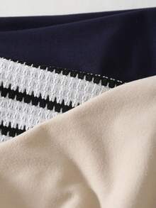 Setelan 3 Potong Kemeja Polo Gaya Preppy untuk Anak Perempuan, Kaos Lengan Panjang Kerah Bergaris & Polos, Pakaian Kasual Lucu untuk Anak Perempuan Remaja Musim Gugur dan Musim Semi - MultiWarna - View 4