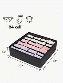 6/7/8/24 Non-Woven Fabric Drawer Storage Compartments, Foldable Wardrobe Storage Baskets And Fabric Storage Boxes Are Used For Storing Clothes, Socks, Underwear, Bras, Ties And Accessories - Black - View 7
