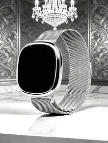 Casual Fashion Square LED Electronic Watch And Necklace Ring Earring Set, Holiday Gift, Daily Versatile, Back To School Season - Silver - View 2