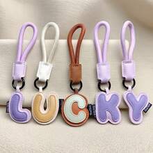 1pc PU Leather 3D 26 Letters Keychain Pendant Ornament, Women's Fashion Bag Backpack Charm With Round Ring Buckle - Suitable For Valentine's Day Gift Or Decoration - Multicolor - View 3