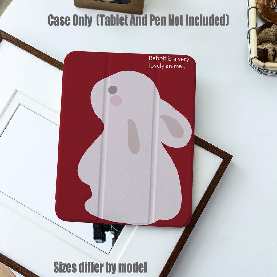 Funda protectora para tableta con patrón de conejo, acrílico de alta transparencia con diseño plegable triple y ranura para lápiz. Características de la funda protectora para tableta: diseño de soporte plegable triple, función de suspensión/activación inteligente, protección de cobertura completa, material de marco amigable con la piel, marco anti-caída con airbag, soporte multi-ángulo, ranura para lápiz incorporada, recortes precisos, ligera y portátil. - Multicolor - Ver 1