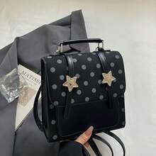 1 buah Tas Bahu Retro Suede Motif Titik, Tas Kotak Kecil Kulit PU Kontras dengan Tali yang Dapat Diatur untuk Pakaian Kasual Jalanan - MultiWarna - View 2