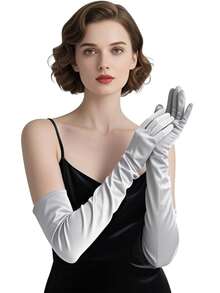 1對 D EXCEED 1920年代短款緞面歌劇手套 女款婚禮新娘手套 茶會手套 復古 Flapper 裝扮配件 萬聖節飾品 - 多色 - 查看 36