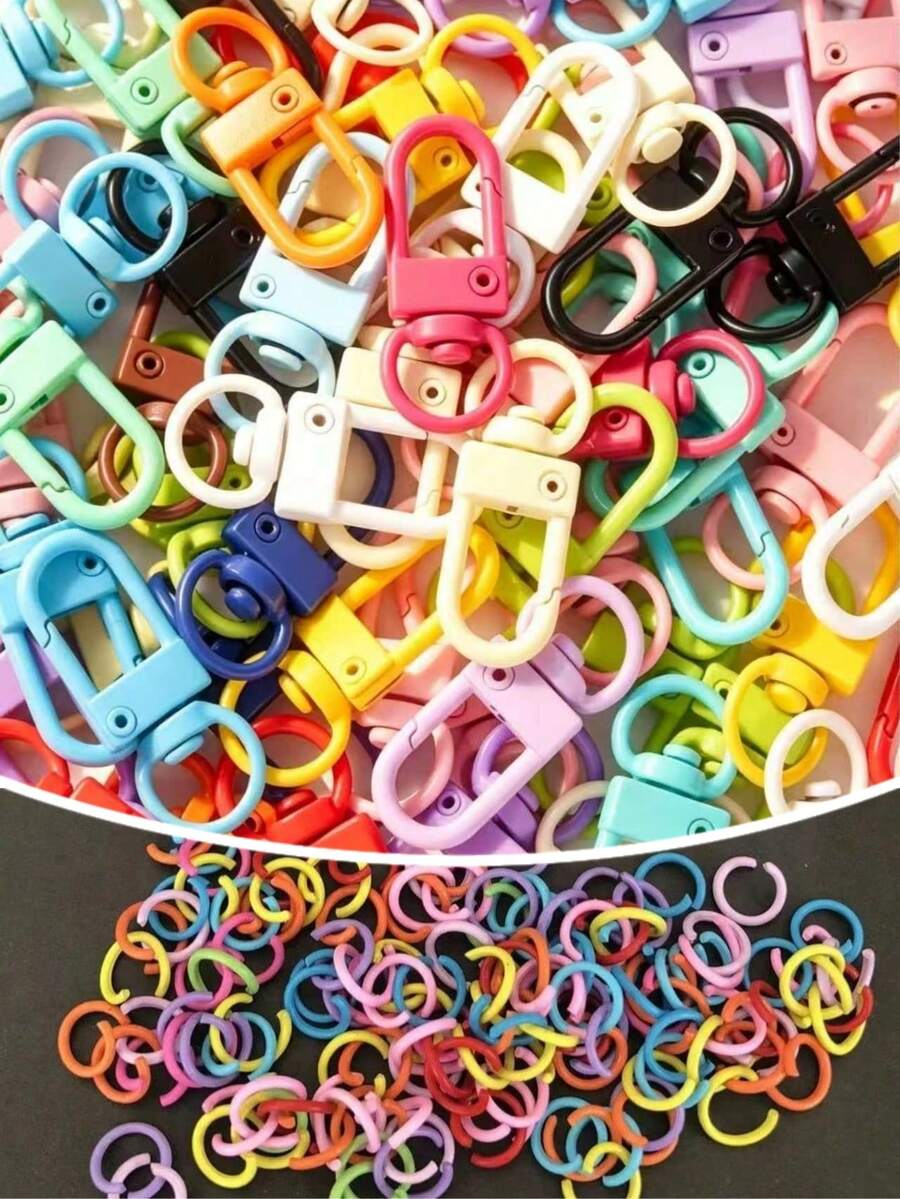 110/220/550/990pcs Women's Multi-Color Keychain Accessories Set, Includes Keychain Rings And Connectors, DIY Keychain Decoration, Car Accessories, Bag Charms, Cute Gothic Y2K Style, Christmas Gift, Gift For Mother, Father, Graduation Season And Teacher