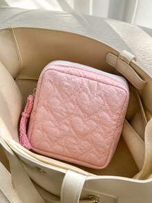 Portable Period Bag Menstrual Pad Tampon Storage Bags Multifunctional Heart Symbol Makeup Bag For Holiday Back To School Travel Essentials Accessories - Multicolor - View 3