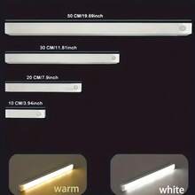 1pc 10/20/30/50cm LED Under Cabinet Light Strip With Motion Sensor, USB Rechargeable, Magnetic Strip, Suitable For Kitchen, Stairs, Hallway, Magnetic Under Cabinet Sensor Light Bar, Cool White/Warm Light Indoor Night Light - Cabinet Light - View 11