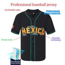 Unisex Mexico Baseball Jersey Our Lady Of Guadalupe 3D Print Stitching Button Front Short Sleeve Baseball Shirt - Black - View 4