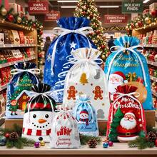 8pcs/1set Holiday Drawstring Gift Bags, Christmas Foil Gift Wrapping Bags, Suitable For Christmas Gifts, Party Favors - View 3