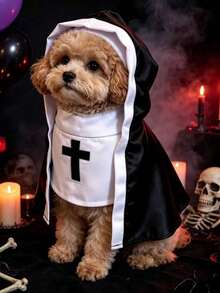 1pc/Set Halloween Cat Costume Pet Clothes Dog Cosplay Funny Photo Prop, Small And Medium Pet Apparel, Made Of Soft Polyester Fabric, Suitable For Cats And Small Dogs, Perfect For Halloween Costumes And Role Play Activities - Multicolor - View 3