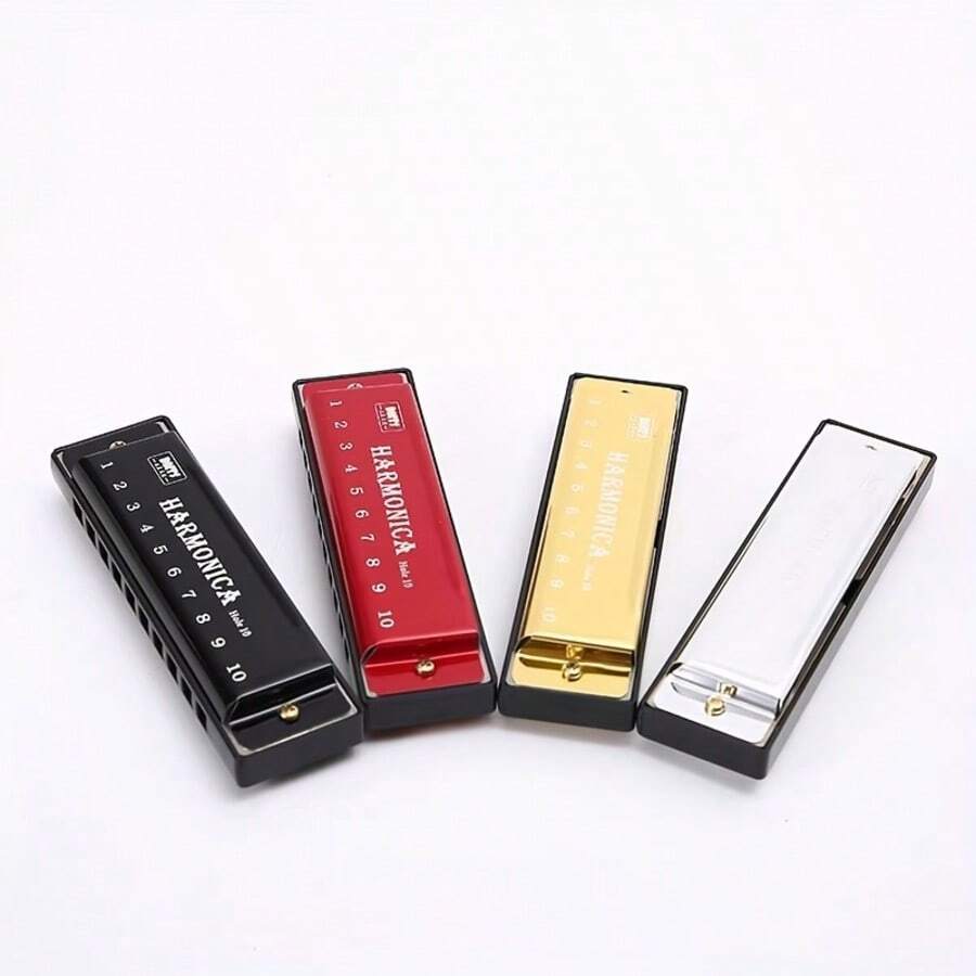 10-Hole Chromatic Harmonica In C Key | Durable Plastic Polished Finish - Includes Protective Case, Multiple Colors Available, Fine Craftsmanship, Rich Tone, Suitable For Beginners, Adults And Professionals, Ideal For Music Education, Perfect Gift For Beginners - Multicolor - View 1