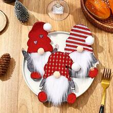 6pcs, Festive Tableware Storage Set, Table Forks, Spoons, And Placemats, Tableware Pocket Set, Decoration - Red - View 5