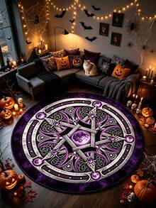 1 buah Karpet Bundar Lingkaran Ajaib Pentagram Halloween, Karpet Dekoratif, Alas Lantai, Karpet Ruang Tamu, Karpet Kamar Tidur, Karpet Serbaguna - MultiWarna - View 1