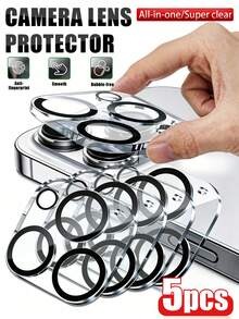 Navigator 5pcs, Compatible With Apple, One-Piece Silk Screen Lens Protector Film, Compatible With IPhone Ultra/18 Promax/18 Pro/18/17 Pro Max/17E/17 Pro/17Air/17/16 Pro Max/16 Pro/16 Plus/16/15 Pro Max/15 Pro/15 Plus/15/14/13/12/11, Acrylic Material, High Definition Transparent, One-Piece Full Coverage Protection, 9H High Hardness, Anti-Scratch, Anti-Fingerprint, Anti-Glare, Water-Resistant, Easy Installation Phone Accessory. - Clear - View 27