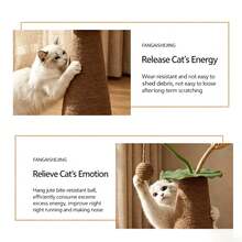 Cat Scratching Post, Indoor Cat Lotus Leaf Scratching Post, Stable Upright Cat Scratcher With Interactive Hanging Ball And Plush Base, Cute Kitten Paw Teething Toy, Pet Happy Play, Halloween Christmas Gift - Lotus Seedpod Cat Scratch Pillar - View 5