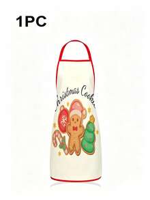 2pcs Christmas Gingerbread Man Kitchen Aprons, Cute Xmas Cookie Chef Printed Adjustable Bib Apron Set, Waterproof Oil Resistant Cooking Baking Aprons, Holiday Gift For Women Bakers - Multicolor - View 6