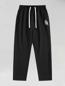 Men's Autumn Fashion Minimalist Casual Outdoor Sports Loose Long Sweatpants Black Fall - Black - View 3