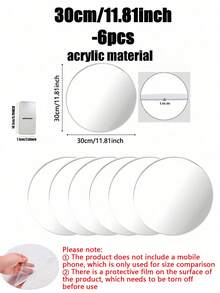 10/6/1pc Round Mirror Tray Decor, 12 Inch Flat Round Mirror Tray, Tabletop Mirror Tray, Gender Reveal Party, Baby Shower Party, Baby Shower Party, Baby Party Theme, Kids Birthday Party Tabletop Mirror Candle Tray - Multicolor - View 14